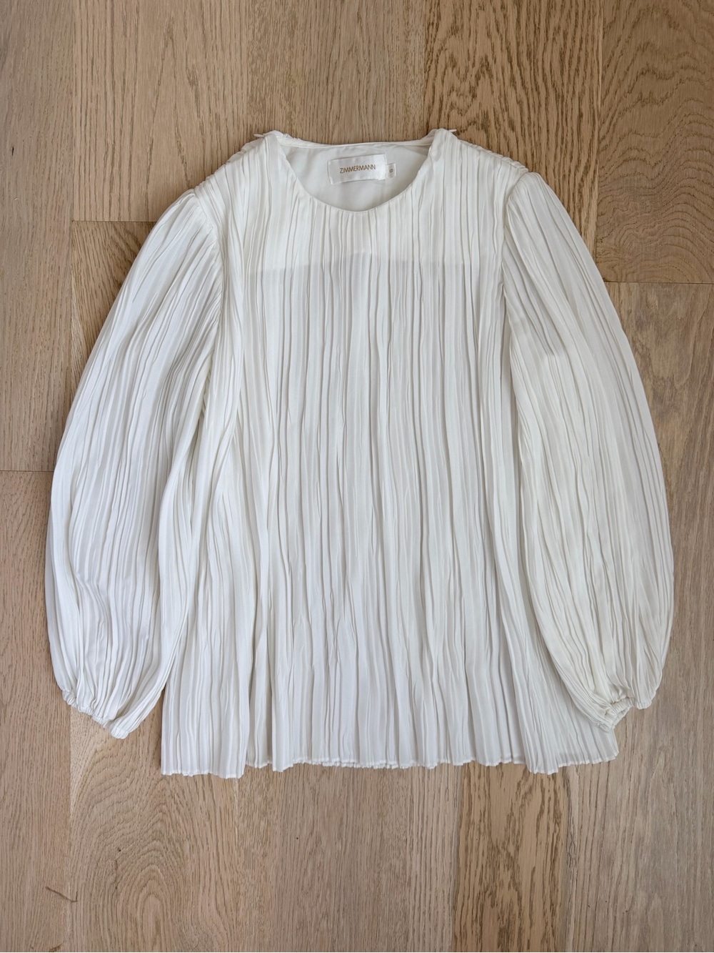 Zimmermann White/Cream Pleated Long Sleeve Blouse